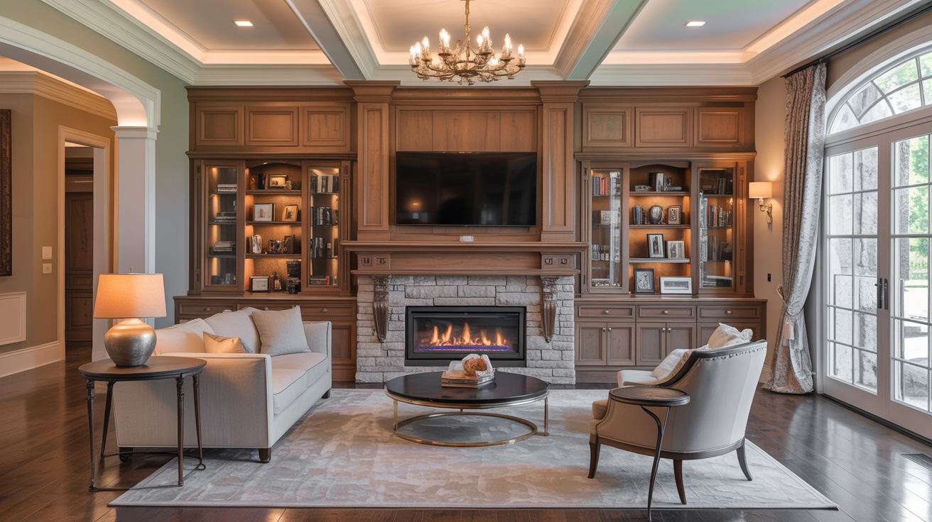 Luxury Living Room with Fireplace